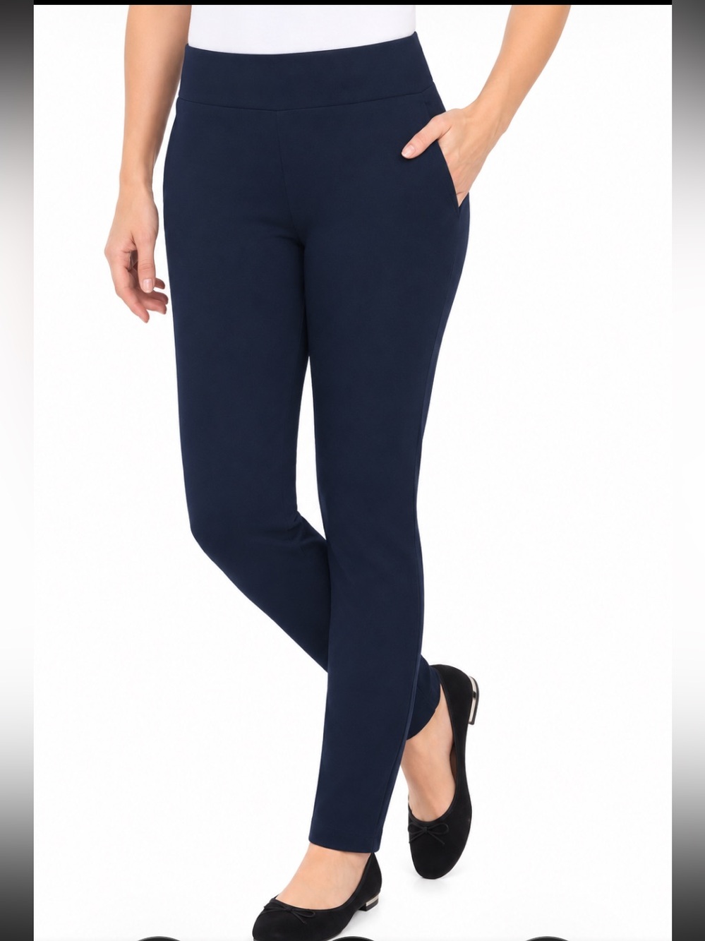 DALIA Dark Navy Slim Pullon Crop Pants 6 NWOT